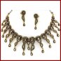 Polki Rose Cut Diamond 925 Silver Vintage INSP Necklace Earring Set CSJ754