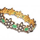 Polky Bracelet Vintage Look UnCut Diamond 925 Silver Emerald Jewelry CSJ