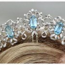 Royal Wedding Natural Rose Cut Diamond Sterling Silver Turquoise Tiara Crown CSJ