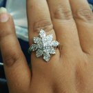 Cocktail Ring 1.00Ct Natural Diamond Solid 14K White Yellow Gold Hallmark CSJ710