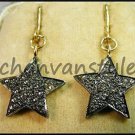Victorian/Vintage Inspire 1.00 Ctw Rose Cut Diamond .925 Sterling Silver Earring