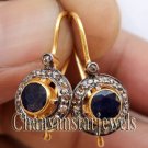 Wedding Vintage Look 0.45Ct Rose Cut Diamond .925 Silver Sapphire Earring CSJ239
