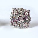 Vintage Style !! 1.1 Ct Rose Cut Diamond 925 Sterling Silver Polky Wedding Ring