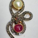 Vintage Reproduction 1.74C Rose Cut Diamond .925 Silver Snake Style Fine Pendant