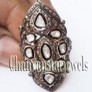 Victorian Look 3.25Ct Rose Cut/Polky Diamond 925 Silver  Ring With Gift@CSJ175