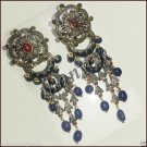 Antique Vintage Look 4.20Ct  Rose Cut Diamond 925 Silver Sapphire Earring CSJ660