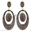 Vintage Look Deco Handmade 3.66CT Rose Cut Diamond 925 Silver Pave Earring @CSJ