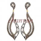 Vintage Victorian Look Handmade Rose Cut/Polki Diamond 925 Silver Earring CSJ345