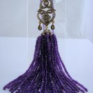 Vintage Look Rose Cut/Polky Diamond 92.5% Silver Tassel Amethyst Pendant CSJ316