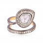 Designer Victorian Insp 0.64C Rose Cut Diamond/Polky Sterling Silver Ring CSJ133