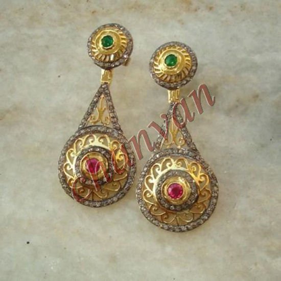 Victorian Style 3.6 Ct Rose Cut Diamond Sterling Silver Dangle Earring @Ebay 427