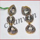 Victorian Inspire !2.60 Ctw Rose Cut/Polky Diamond .925 Sterling Silver Earring