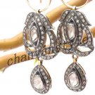 Pave 3.30Ct Rose Cut Diamond 925 Silver Women Polki Antique Look Earring CSJ1317