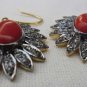 Antique/Vintage Look Rose Cut Diamond Sterling Silver Coral Earring @csj605
