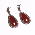 Vintage Antique 1.46C Rose Cut Diamond 925 Oxidised Silver Ruby Earring Jewelry