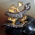 Lizard Vintage/Antique INS Handmade Rose Cut Diamond 92.5% Silver Ring Jewelry65