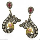 Peacock Vintage Repro. 1.52Ct  Rose Cut Diamond 925 Silver Polky Wedding Earring