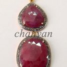 Vintage/Victorian Inspired Rose Cut Diamond 925 Silver Fine Ruby Pendant @CSJ225
