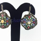 Vintage Look 2.00Ct Rose Cut Diamond Sterling Silver Multicolor Pave Earring@CSJ
