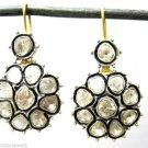 Handmade Antique Style 1.10CT Un Cut Polki Diamond 925 Silver Fine Earring CSJ08