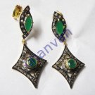 Victorian/Vintage Inspire 1.32 Ctw Rose Cut Diamond .925 Sterling Silver Earring