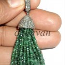 Victorian Look 2.30Ct Rose Cut Diamond 925 Silver Emerald Tassel Pendant CSJ808