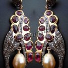 Wedding Victorian Look 3.00Ct Rose Cut Diamond .925 Silver Ruby Earring CS120517