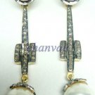 Victorian Insp Rose Cut/Polky Diamond 925 Sterling Silver Pearl Earring @120517