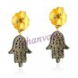 Palm Pair Antique Look 1.24Ct Rose Cut Diamond 925 Silver Pave Earring CSJ2217