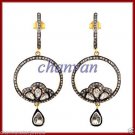 Artisan Vintage Style 2.20C Rose Cut Diamond 925 Silver Polky Pave Earring CSJ