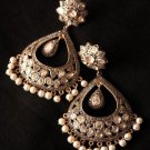 Vintage Look Deco Rose Cut Diamond Sterling Silver Polki Pearl Earring @CSJ20417