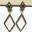 Vintage Antique Style 1.60Ct Rose Cut Diamond 925 Silver Geometric Earring CSJ