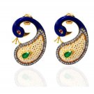 Peacock Vintage Look Rose Cut Diamond Sterling Silver Pearl Designer Earring CSJ
