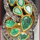 Pave Vintage/Antique Style 0.88Ct Rose Cut Diamond 925 Silver Emerald Ring @CSJ