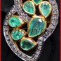 Pave Vintage/Antique Style 0.88Ct Rose Cut Diamond 925 Silver Emerald Ring @CSJ