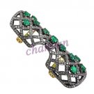 Victorian/Vintage Look 4.10Ct Rose Cut Diamond Sterling Silver Knuckle Ring csj