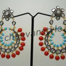 Victorian Look 2.00Ct Rose Cut/Polky Diamond 925 Silver Coral Earring @CSJ 426