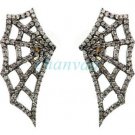 Pave Antique Style 2.92Ct Rose Cut Diamond 925 Silver WEB Earring @ebay357