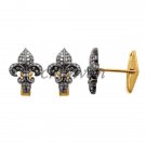Designer!Vintage/Antique Rose Cut Diamond 925 Silver Pave Cufflinks Men's Gift