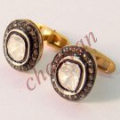 Antique Insp 0.78Ct Rose Cut Polky Diamond Sterling Silver Men Cufflinks CSJ254