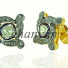 Women Vintage Style 0.7C Rose Cut/Polki Diamond Sterling Silver Earring 180417