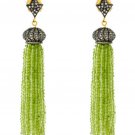 Vintage 4.28Ct Natural Rose Cut Diamond 925 Silver Peridot Tassel Earring CSJ50