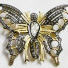 Pave Butterfly Rose Cut Diamond 925 Sterling Silver Polky Brooch Pendant CSJ39