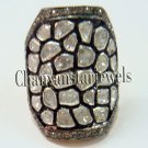 Victorian/Vintage Insp. Handmade 2.25Ct Rose Cut/Polki Diamond Silver Ring CSJ23