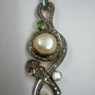 Vintage Handmade 1.20CT Rose Cut Diamond 92.5% Silver Snake Pendant @Jewelry 251