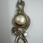 Vintage Handmade 1.20CT Rose Cut Diamond 92.5% Silver Snake Pendant @Jewelry 251