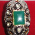 Vintage Antique Look 1.06Ct Rose Cut Diamond Sterling Silver Emerald Ring CSJ18