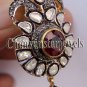Estate Vintage Look 2.20Ct Rose Cut/Polki Diamond 92.5% Silver Ruby Pendant CSj