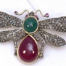 Vintage Handmade Rose Cut Diamond 925 Silver Wedding Gift Brooch Pin CSJ257