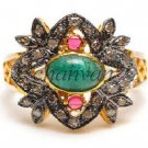 Vintage/Antique Insp Handmade 0.72C Rose Cut Diamond Sterling Silver Ring CSJ256
